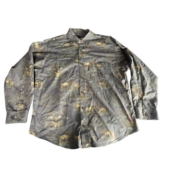 Vintage Woolrich Button Up Shirt Men Sz M Rare Deer Hunting Outdoor Workwear - Picture 1 of 7